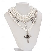 preiswerte Halsketten-Anhänger Halskette Imitationsperle Damen Elegant Mode Geschichtet Hochzeit Rund Modische Halsketten Für Hochzeit Party Geschenk