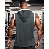 abordables Camisetas sin mangas de gimnasio-Hombre Camiseta sin mangas Top Camisetas Interiores Camisa sin mangas Sin Mangas Con Capucha Verano Bloque de color Moda Design Básico Retazos Vacaciones Calle Noche Negro Blanco Rojo Camiseta