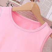 olcso Szettek-2 darab Gyerekek Lány Tömör szín Crewneck Tank és nadrág Készlet Ujjatlan Napi Iskola 7-13 év Nyár Arcpír rózsaszín