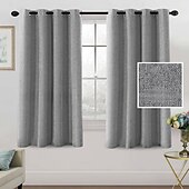 olcso Függönyök és drapériák-Linen tiszta fehér függöny kevert függöny panel készlet blackout len függönyök hálószobába 2 paneles szett 52x84 hüvelyk