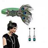 olcso Kiegészítők és még sok más-1920-as évek A nagy Gatsby Flapper fejpánt Gyöngyös karkötő Fülbevaló A nagy Gatsby Toll Retro Csillogó glitter Kristály / Strassz Női Farsang Valentin nap Álarcos mulatság Party estélyi viselet