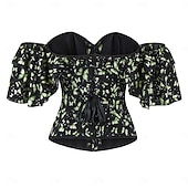 economico corsetto-Rococò Completo Mascherata Corsetto Overbust Cosplay Jacquard Controllo della Pancia Push-Up Jacquard Costume Per donna Reale Mascherata Feste Carnevale di Venezia Adulti Corsetto