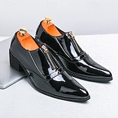 preiswerte Formell-glänzend blaue Lackleder-Abendschuhe für Herren mit Reißverschluss - trendige Tanzschuhe für besondere Anlässe
