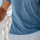cheap Cotton Linen T-shirts-Men&#039;s Tee Top Linen-Like T-shirt Short Sleeve Short Sleeves Crew Neck Summer Plain Fashion Designer Basic Soft Vacation Street Casual Light Blue Top Tee for Men