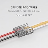 cheap LED Accessories-COB LED Strip Connectors 10 PCS 20 PCS 5mm 8mm 10mm 2-pin LED Strip Connectors LED Tape Connectors Transparent Solderless no Dark Areas Suitable for LED Light Connectors DIY COB/SMD
