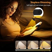 billige Lamper og lampeskjermer-1 stk leselys bokklipslampe øyebeskyttelse skrivebordslampe tri-farget dimming lesebordslampe katteklo klips arbeidslampe