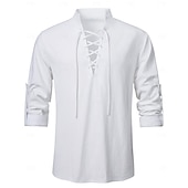 olcso Felsők-Középkori Reneszánsz 17. század Ing Kalóz Viking Egyszínű Jelmez Férfi Mindszentek napja Farsang Alkalmi / Napi Reneszánsz Vásár LARP Felnőttek Ing Tavaszi nyár