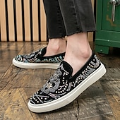 levne Pánské nazouváky a mokasíny-pánské černé slip-on tenisky s cvočky a kamínkovými detaily - módní společenské boty pro taneční akce a speciální příležitosti