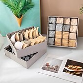 billiga Klädskåpsorganisatörer-3-pack strumpor underkläder lådorganiserare förvaring, vikbara tyg garderobsavdelare för behåar, trosor, slipsar, underkläder, garderobsförvaringsfack för lådor och hyllor