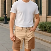 preiswerte Draussen-Herren Cargo-Shorts Outdoor Shorts Bermudashorts Strandshorts Freizeitshorts Tasche Gerader Schnitt Farbblock Atmungsaktiv Feuchtigkeitsableitend Knielang Arbeit Lässig Täglich Mode Streetwear Khaki
