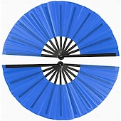 abordables Fournitures pour fêtes-Lot de 2 grands éventails à main pliables pour danse en ligne, style chinois, japonais, kung fu, tai chi, popping, clac, rave