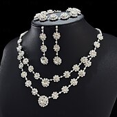 ieftine Seturi de Bijuterii-Seturi de bijuterii de mireasă 1set Ștras Aliaj Cercei Coliere Brățări Pentru femei Elegant Stilat Lux Set de bijuterii Pentru Nuntă Ocazie specială Îmbrăcăminte de seară de petrecere