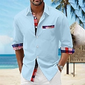 voordelige heren overhemd met knopen-Voor heren Overhemd Zomer overhemd Normaal shirt Strand hemd Overhemd met knopen Zwart Wit Rood blauw Grijs Korte mouw Gedrukt Revers Vakantie Hawaii Kleding Polyester Modieus Casual Comfortabel