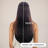 levne Syntetické trendy paruky-Syntetické paruky Rovné, bláznivé Přírodní rovný Vrstvený střih Hluboké rozdělení na stroji Paruka 30&quot; A1 Umělé vlasy Dámské Klasické Pohodlné Ombre vlasy Smíšené barvy