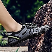 preiswerte Sneaker für Herren-Herren Sneaker Barfußschuhe Upstream-Schuhe Canyoning PU Leder Netz Bequem Rutschfest Atmungsaktiv Schnürung Rot + Grau Blau Grau Sommer Frühling