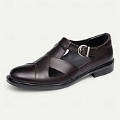 cheap Premium Leather Sandals-Men&#039;s Leather Sandals with Closed Toe – Breathable Non-Slip Summer Shoes for Formal Gatherings, Church  and Outdoor Wear