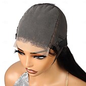 economico Parrucche lace front capelli veri-Parrucca in pizzo trasparente 6x6, parrucca in pizzo di capelli umani di colore naturale, onda profonda, densità 180% per donne nere