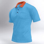 preiswerte Klassisches Poloshirt für Herren-Herren Golf Poloshirts Strick-Poloshirt Arbeit Lässig Revers Gerippter Polokragen Kurzarm Basic Modern Geometrisch Farbblock Knöpfe Gestrickt Frühling &amp; Sommer Normale Passform Schwarz Wei