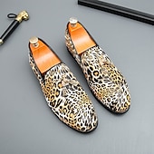 levne Pánské nazouváky a mokasíny-pánské slip-on společenské boty s leopardím vzorem - stylová společenská obuv na taneční párty a speciální akce