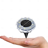 abordables Éclairage au sol-Lampes solaires d&#039;extérieur à 8 LED, disques solaires plats, étanches IP65, éclairage d&#039;allée à énergie solaire pour jardin, pelouse, patio, cour, chemin, paysage, blanc froid