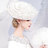billiga Partyhatt-hattar lin fjäder bowler / cloche hatt solhatt topp hatt bröllop tefest elegant söt med fjäder huvudbonader huvudbonader