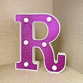 economico Luci decorative-Luci decorative con lettere viola da 16 cm, luci per feste, compleanno, Natale
