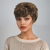 お買い得  古いかつら-人工毛ウィッグ ウェーブ アシメントリー・ヘアカット ディープパーティー 機械製 かつら 10 インチ A1 合成 女性用 クール クラシック 快適 マルチカラー