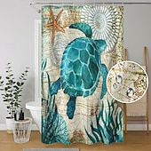 levne Sprchové závěsy-Závěs do sprchy s háčky 180cm*180cm(70&quot;*70&quot;) polyester pratelný voděodolný vzor oceánské krajiny