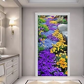 お買い得  ガレージとドアのバナー-夏の小花のドア装飾 ドアカバー ドアタペストリー ドアカーテン装飾 バックドロップ 屋内/屋外ドアバナー フロントドア用ファームハウス