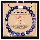 baratos Temporada de Formatura-Pulseira de agradecimento ao professor, linda pulseira de argila ploymer feita à mão, amor, ensino, inspiração, carta, pulseira elástica com contas para mulheres, joias de volta às aulas, presente de
