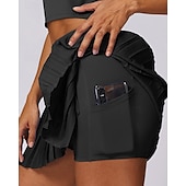 cheap Women&#039;s Skirts &amp; Skorts-US Open Women&#039;s Tennis Skirts Tennis Skirts with Shorts Pleated Side Split Quick Dry Tennis Golf Pickleball Solid Colored Bottoms Black White Blue Tennis Clothing