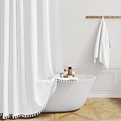 olcso Zuhanyfüggönyök-Boho Tanyasi Zuhanyfüggöny Készlet 180cm*180cm(70&quot;*70&quot;) Modern Pamut Vászon Anyag Zuhanyfüggöny a Semleges Vidéki Fürdőszobai Dekorációhoz Barna Bohemian Rusztikus