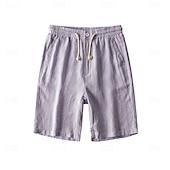 billiga Herrarnas Elite Shorts-herrshorts i 100 % linne enfärgad knälång utomhus casual daglig semester etnisk stil denim blå ljus khaki oelastisk