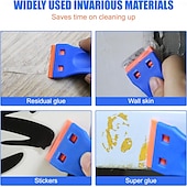 cheap Tool Accessories-Plastic Razor Blade Scraper and 100 Pcs Blades, Remove Label Decal Tool,Forwithout Scratches Plastic Razor Blade Scraper, Adhesive Remover for Kitchen Appliances,Stickers and Paints on Window