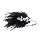 olcso Kiegészítők és még sok más-1920-as évek A nagy Gatsby Flapper fejpánt Gyöngyös karkötő Fülbevaló A nagy Gatsby Toll Retro Csillogó glitter Női Farsang Valentin nap Álarcos mulatság Party estélyi viselet Álarcos mulatság