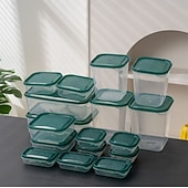 cheap Kitchen Storage-17PCS Food Container Fridge Bins, Leakproof Food Grade Plastic Various Sizes with Lid for Leftover Meals