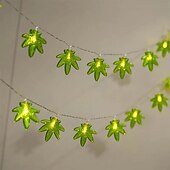 economico Strisce LED-Catena luminosa a forma di foglia verde a LED, 1,5 m, 10 LED, alimentata a batteria, per Natale, San Valentino, camera da letto, festa, matrimonio, ringraziamento, festa della mamma, decorazione
