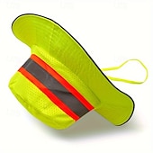 preiswerte Sonnenhüte-1 x winddichter fluoreszierender Fischerhut] 1 x fluoreszierender Fischerhut aus Netzgewebe mit reflektierenden Streifen, winddichter Seilschutz, leichter Sonnenschutz, Fischerhüte für Frauen,