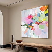 economico Quadri astratti-dipinto a olio dipinto a mano con puntini colorati, dipinto a olio su tela, dipinto astratto moderno strutturato, arte murale fatta a mano, dipinto floreale 3d, arte contemporanea, grande arte murale,