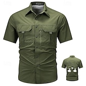 economico Camicie da lavoro da uomo-Per uomo Camicia Camicia Estiva Camicia casual Camicia con Bottoni Camicia cargo Nero Blu Verde Kaki Verde militare Manica Corta Semplice Colletto a Camicia Vacanza Camicia hawaiana Tasca