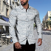 preiswerte Herrenhemd zum Knöpfen-Herren Hemd Sommerhemd Freizeithemd Strandhemd Knopfhemd Grau Blau Schwarz Hellgrün Dunkelgrün Grün Langarm Grafik Revers Urlaub Hawaiianisch Button-Down Bekleidung Polyester Mode Lässig Bequem