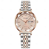 cheap Quartz Watches-Women Quartz Watch Wrist Watch Retro Vintage Rhinestone Wristwatch Luminous Calendar Date Week Waterproof Stainless Steel Watch