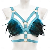 preiswerte Damenkostüme-Drag Queen Stolz Regenbogen Feder-Bralette Harness-BH Erwachsene Damen Sexy Kostüm Pride Parade Pride-Monat Halloween Karneval Einfaches Karnevalskostüm