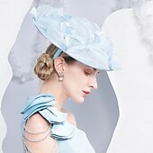 billige Partyhatter-hatter lin solhatt tallerken hatt topp hatt bryllup teselskap elegant bryllup med fjær skjøting hodeplagg hodeplagg
