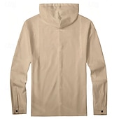 cheap Men&#039;s Casual Shirts-Men&#039;s Shirt Summer Shirt Casual Shirt Beach Shirt Button Up Shirt Black White Dark Navy Brown khaki Long Sleeve Plain Hooded Holiday Casual Daily Button-Down Clothing Apparel Polyester Fashion Casual