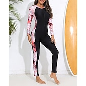 abordables Lycra de surf-Femmes Combinaison de Plongée Rash Guard Protection Solaire UV UPF50+ Léger manche longue Spandex Maillot de Bain maillot de bain ​fermeture éclair sur le devant Natation Surf Plage Sports Nautiques
