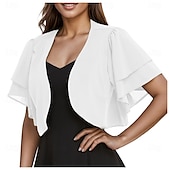 billige Brudesjaler-Kvinnes Wrap Elegant Solbeskyttelse Kortermet Chiffon Bryllupswraps Med Ren Farge Bryllup Sommer
