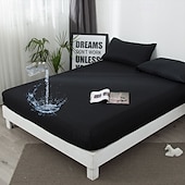 cheap Sheets &amp; Pillowcase-Queen Full King Protective Bed Cover Waterproof Mattress Protector Fitted Waterproof Sheet Bed Protector Mattress Pad Fitted Sheet Adjustable 4 Corners With Elastic Band