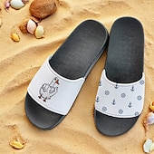 tanie Sandały wakacyjne-Męskie Pantofle Drukuj buty Druk 3D Kapcie na zewnątrz Kapcie plażowe Codzienny Styl plażowy Codzienny Plaża Polichlorek winylu Wodoodporny Wygodny Niepoślizgowy / a Czarny i biały Zielony