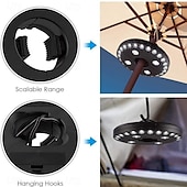 baratos Luzes de trabalho-Luz de guarda-chuva de pátio com 3 modos de brilho, sem fio, 28 luzes LED - 4 pilhas AA operadas, luz de poste de guarda-chuva para guarda-sóis de pátio, barracas de acampamento ou uso interno
